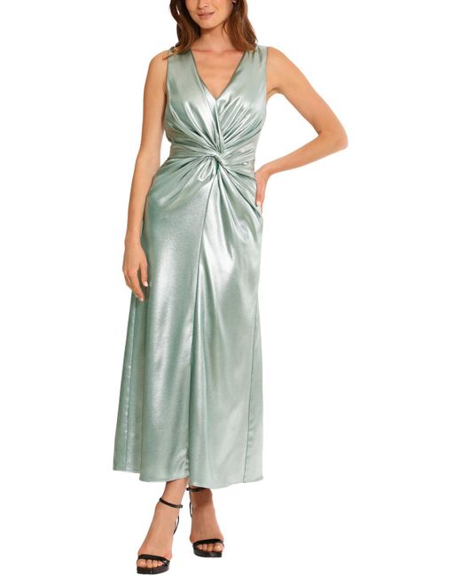 Maggy London Green Metallic Maxi Dress