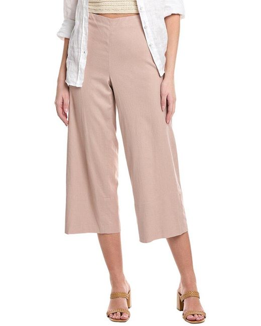Vince Pink Crop Wide Linen-Blend Pant