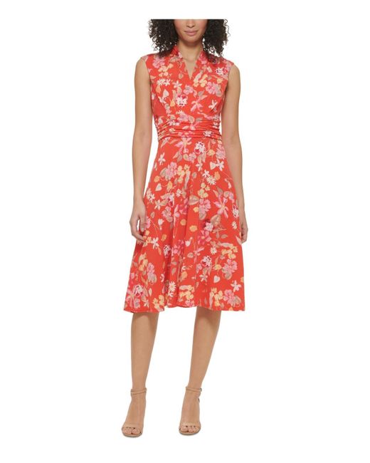 Jessica Howard Red Petites Daytime Surplice Fit & Flare Dress