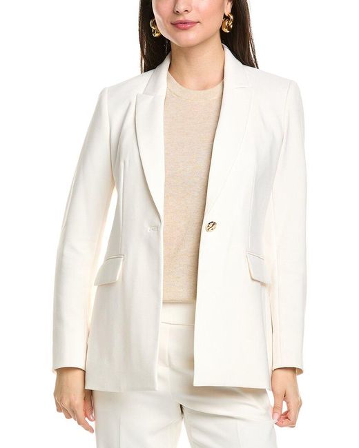 Anne Klein White One-Button Peak Lapel Jacket