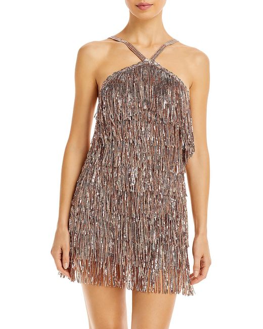 Bronx and Banco Sequin Fringe Cocktail And Party Dress in Purple | Lyst