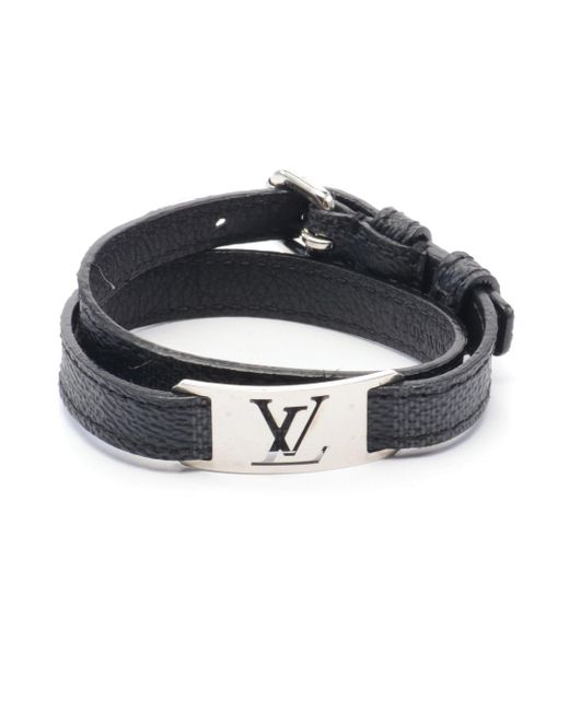 Louis Vuitton Blue Brasserie Sign It Damier Graphite Bracelet Pvc Silver