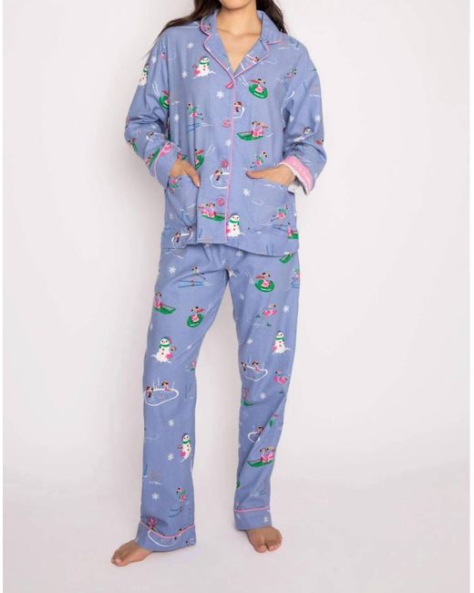 Pj Salvage Blue Flannel Pajama Set