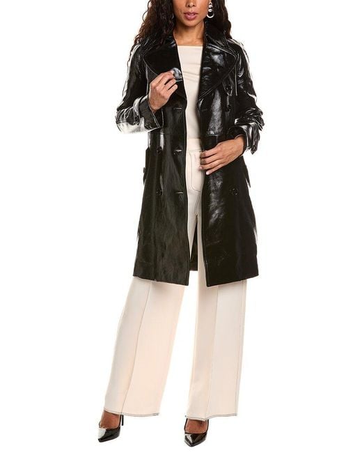 Michael Kors Black Patent Leather Double-breasted Trench Coat