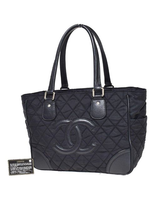 Chanel Black Paris New York Line Canvas Tote Bag (pre-owned)
