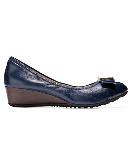 Cole Haan Blue Emory Leather Slip On Ballet Flats
