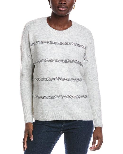 Vince Camuto Gray Sequin Trim Sweater