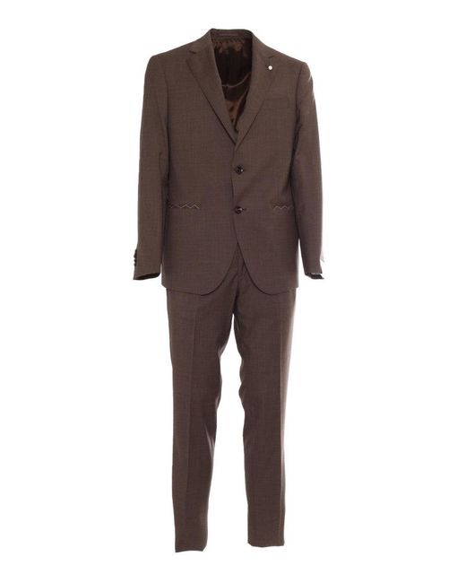 Luigi Bianchi Brown Tailored Virgin Wool Suit for men