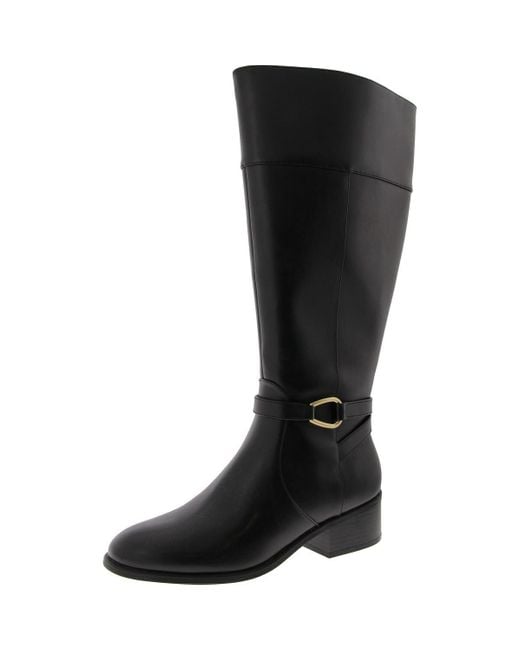 Bandolino Black Dennie 3 Faux Leather Wide Calf Knee-High Boots