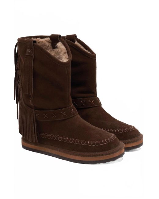 Free People Faye Fringe Pull On Boots in Brown | Lyst