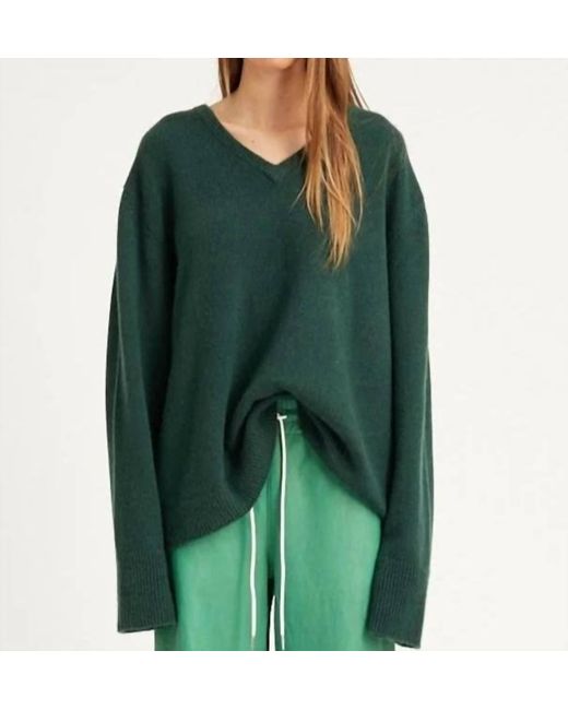 SPRWMN Green Classic V-neck Sweater