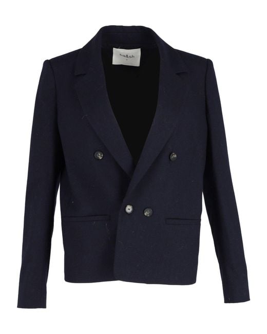 Ba&sh Blue Double-Breasted Coat