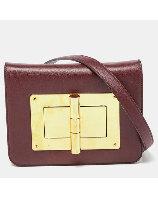 Tom Ford Red Leather Small Natalia Crossbody Bag
