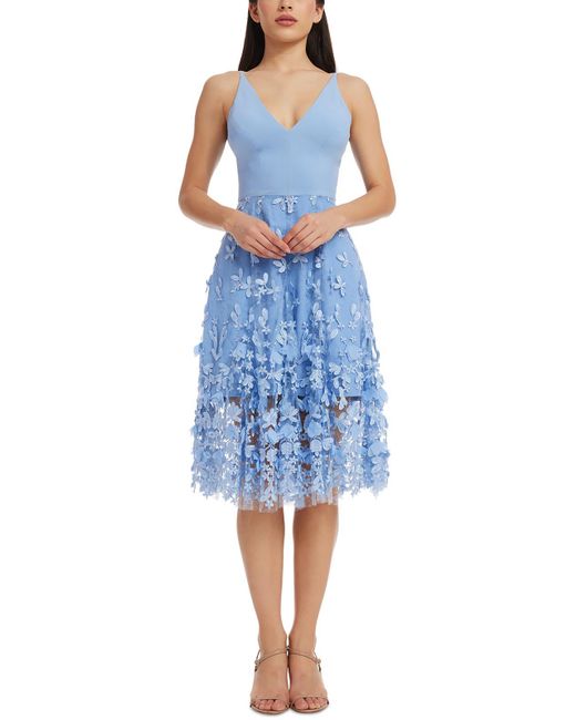 Dress the Population Blue Darleen Mesh G Cocktail And Party Dress