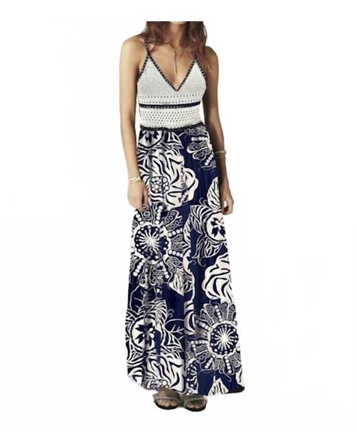 Aldo Martin's Blue Floral Maxi Dress With Crochet Top