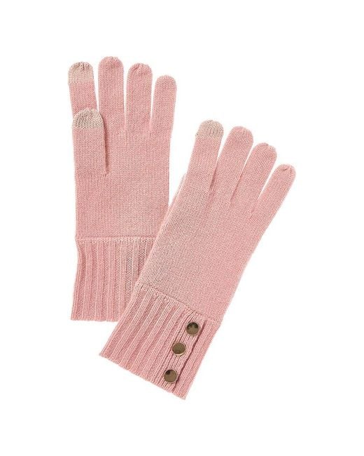 Bruno Magli Pink Button Cuff Cashmere Gloves