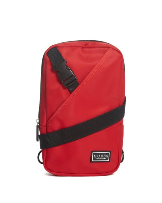 Guess Factory Red Nylon Sling Bag for men