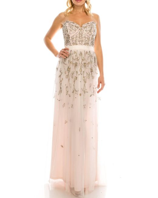 Aidan Mattox Multicolor Sleeveless Embellished Evening Dress