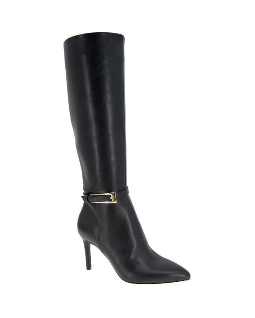 BCBGeneration Black Abbin Buckle Manmade Knee-High Boots
