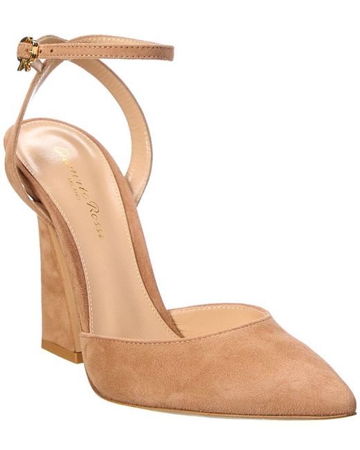 Gianvito Rossi Aura D'orsay 110 Suede Pump in Beige (Natural) Lyst