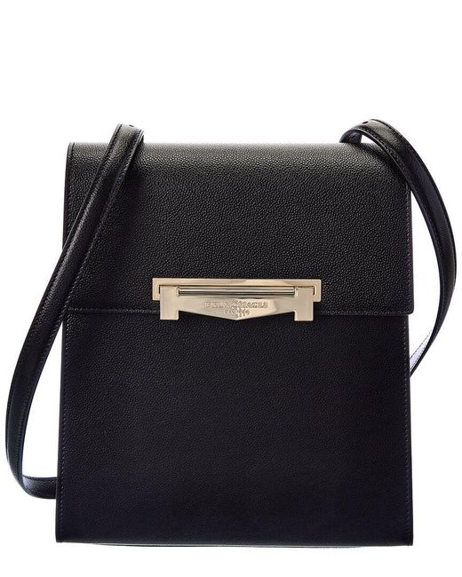 Bruno Magli Black Block M Convertible Leather Backpack