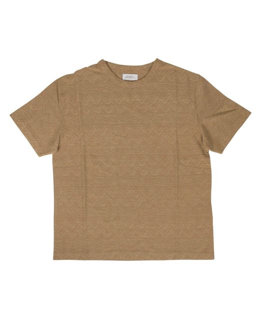 Saturdays NYC Natural Cotton Elliot Jacquard Short Sleeve T-shirt - Khaki for men