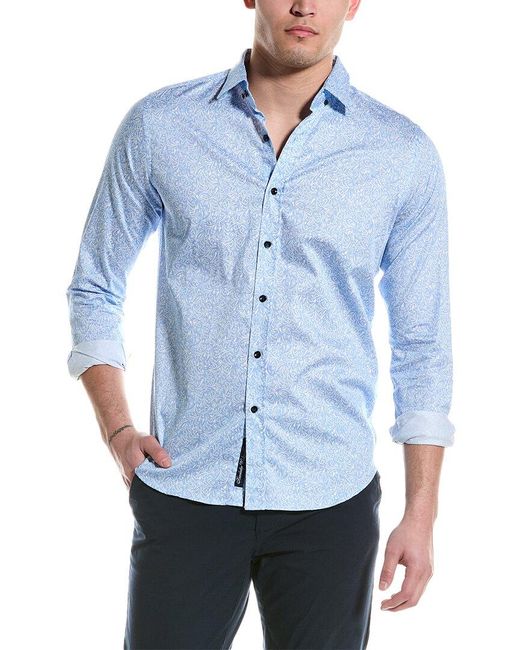 Robert Graham Blue Moretti Tailored Fit Woven Shirt for men