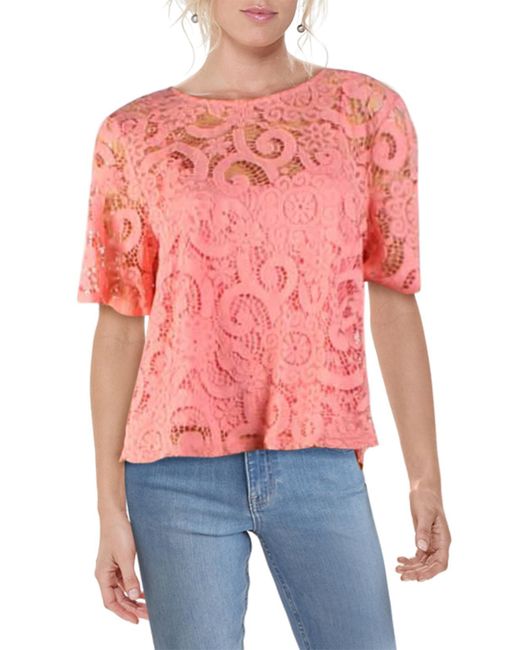 Nanette Lepore Red Shell Lace Blouse