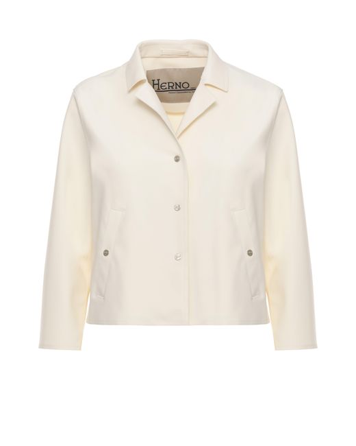 Herno White Ivory Jacket With Logoed Jacket