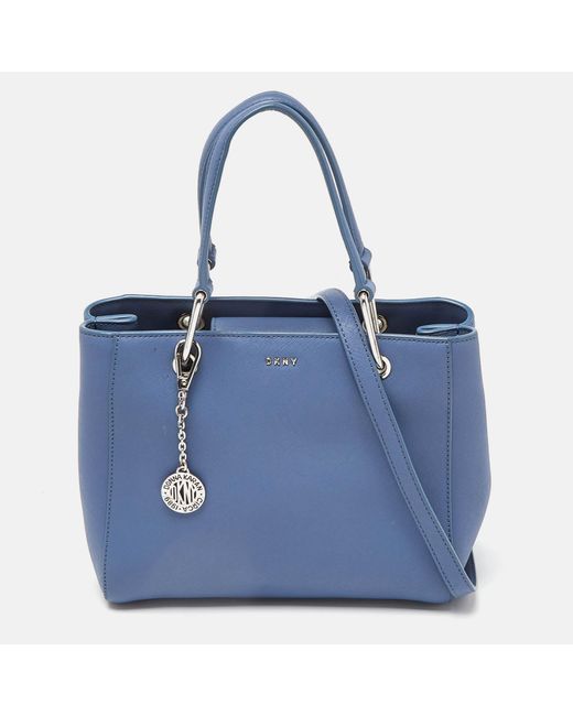 DKNY Blue Leather Julius Md Zip Tote