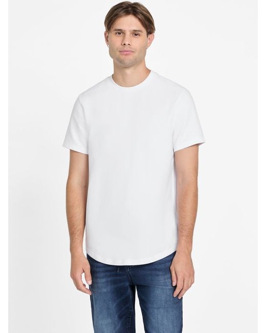 Guess White Antor Longline Tee for men