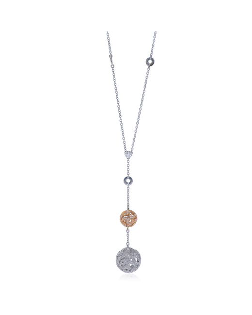 Zydo Metallic 18k White And Rose Gold, White Diamond 1.83ct. Tw. Lariat Necklace