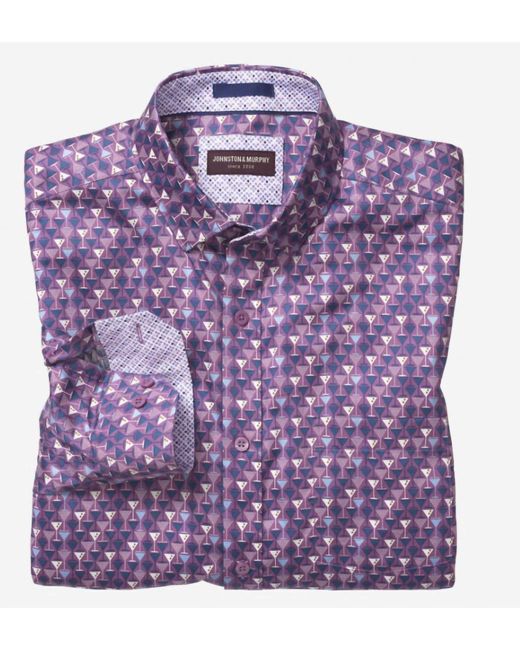 Johnston & Murphy Purple Button Up Shirt for men