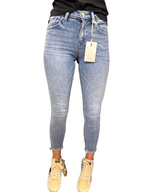 Kancan Blue Mid Rise Ankle Skinny Jeans