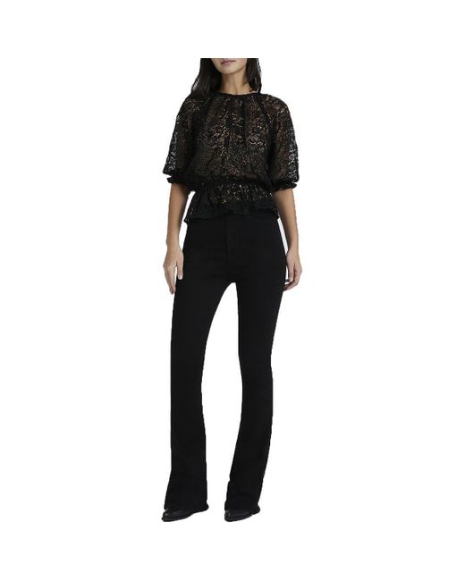 7 For All Mankind Black Unlined Lace Blouse