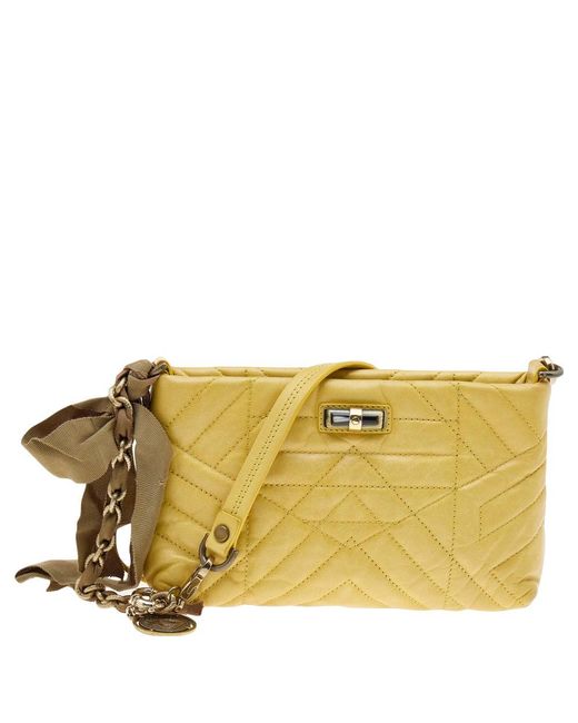 Lanvin Yellow Quilted Leather Happy Pocket Crossbody Bag