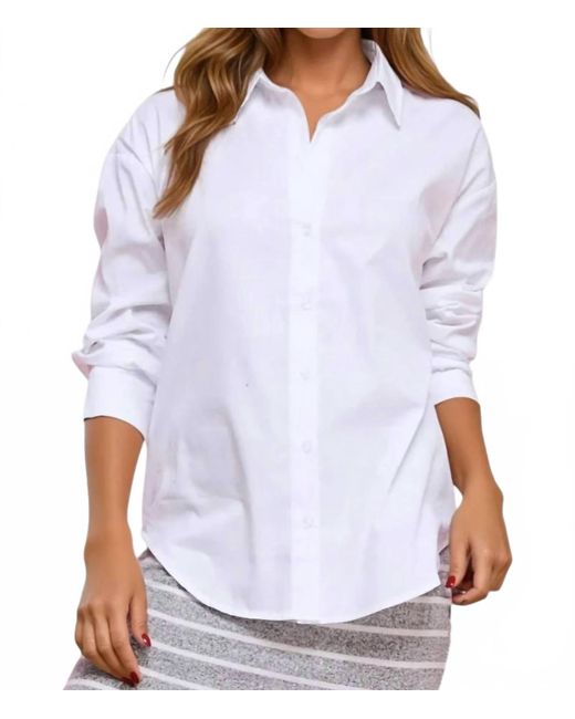 FREEZIA White Lauren Poplin Button Down Collar Shirt
