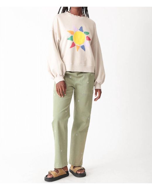 Electric and Rose Natural Daisy Embroidery Easy Pant