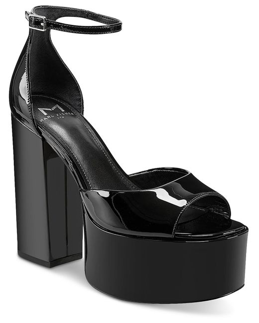 Marc Fisher Black Della Patent Leather Peep-toe Platform Sandals