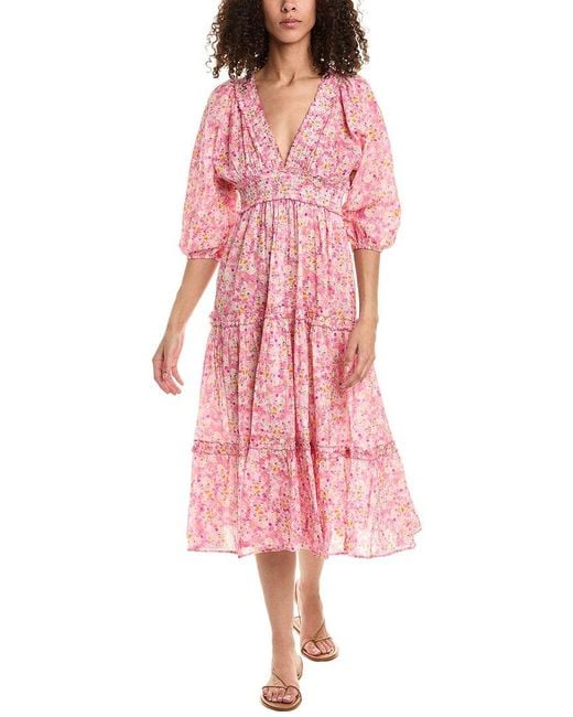 Shoshanna Pink Dolman Midi Dress