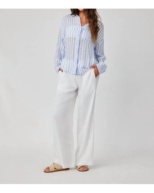 Bella Dahl White Contrast Pocket Boyfriend Shirt