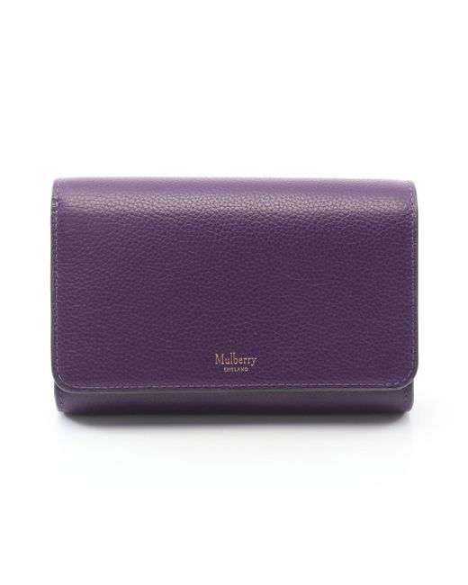 Mulberry Purple Bi-fold Wallet Leather
