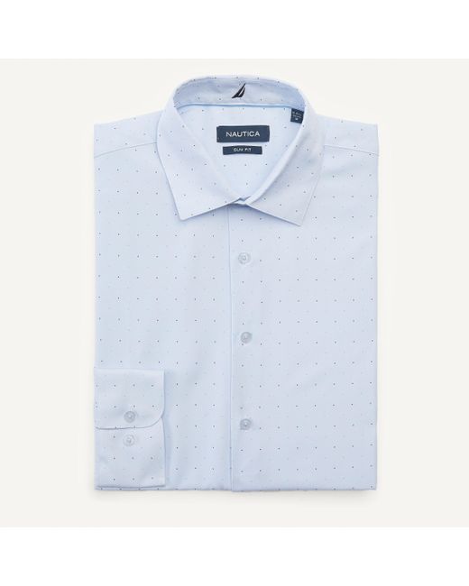 Nautica Blue Slim Fit Wrinkle-resistant Dress Shirt for men