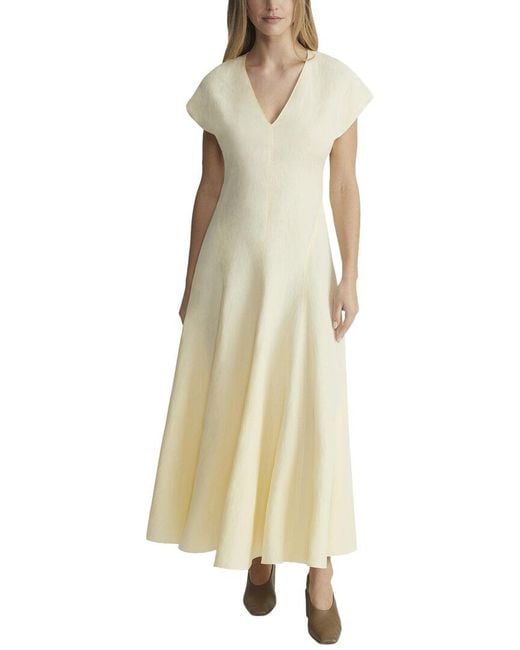 Lafayette 148 New York Natural Flared Silk & Linen-blend Maxi Dress