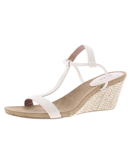 Style & Co. Natural Mulan D Denim Strappy Wedge Sandals