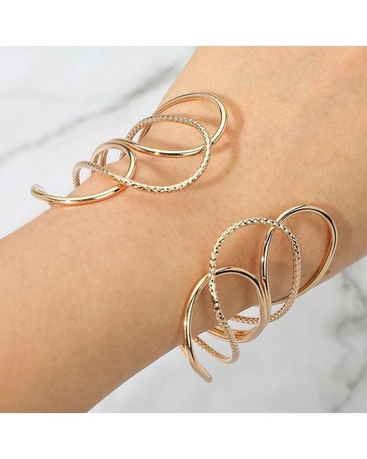 Fashnzfab Natural Multi Wire Metal Wide Cuff Bracelet