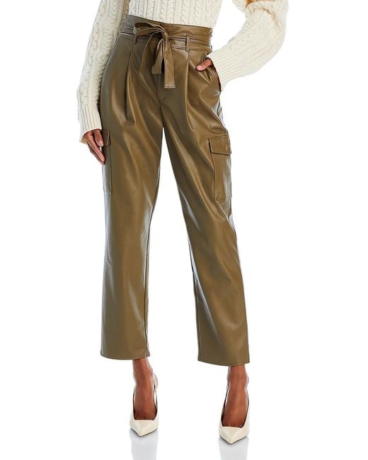 PAIGE Natural Tesse Faux Leather Ankle Length Cropped Pants