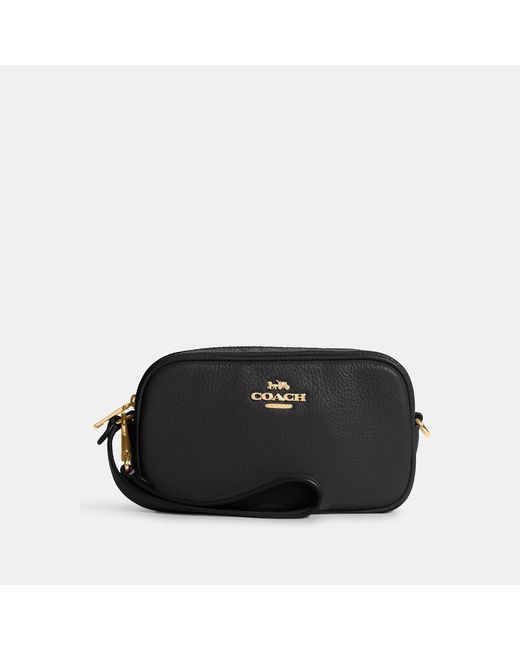 Coach Outlet Leather Jamie Wristlet in Gold/Black (Black) | Lyst