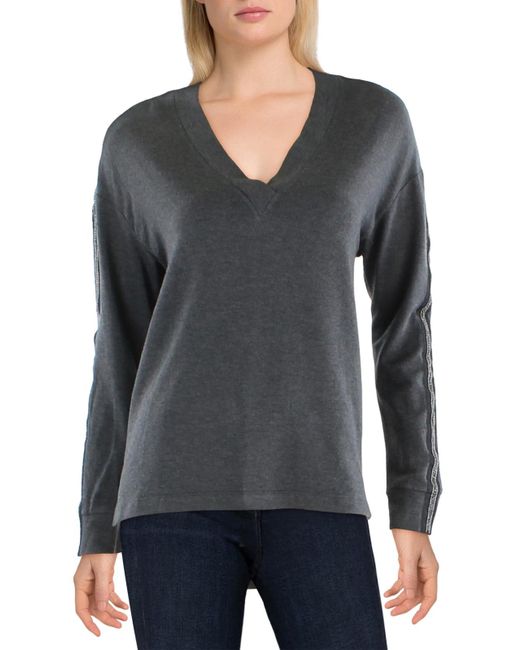 Bailey 44 Gray Casey Jeweled V-neck Pullover Top