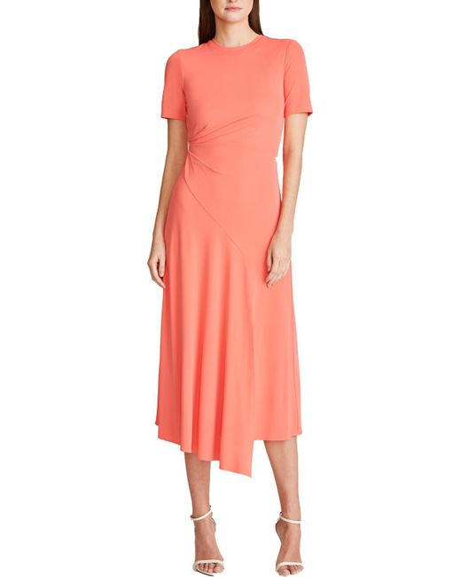 Halston Lauren Jersey Midi T-shirt Dress in Pink | Lyst